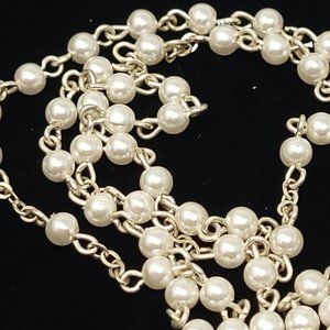 Lovely Vintage Catholic Rosary Demure Faux Pearl Beads Fig Branches Chalus 7687
